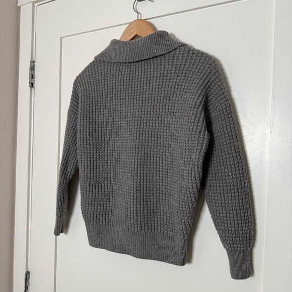 Madewell Waffle Knit Henley Sweater Womens Sz XS Heather Gray Cotton Wool Blend - Picture 6 of 11